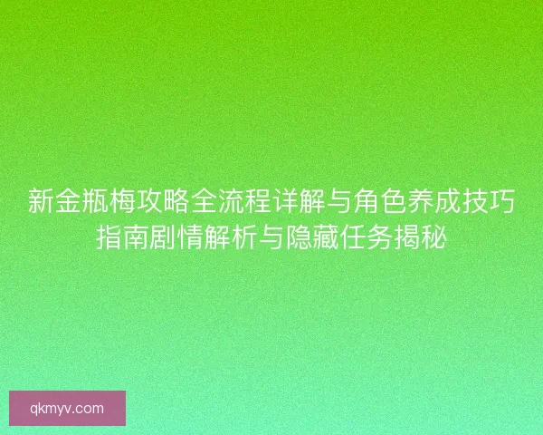 新金瓶梅攻略全流程详解与角色养成技巧指南剧情解析与隐藏任务揭秘